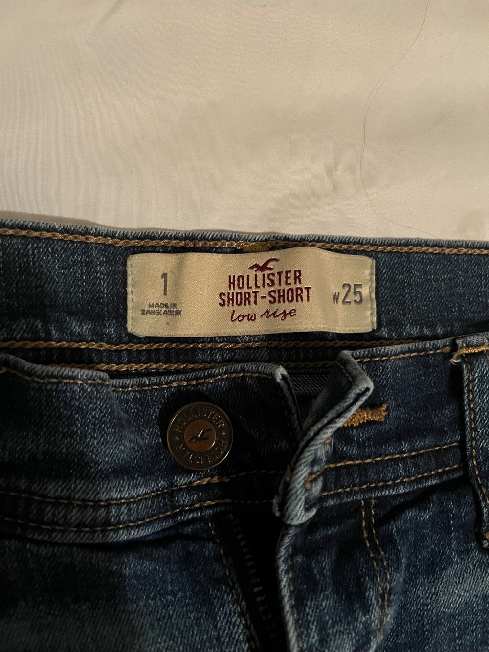 Hollister Dark Blue Low-Rise Denim Short-Shorts
